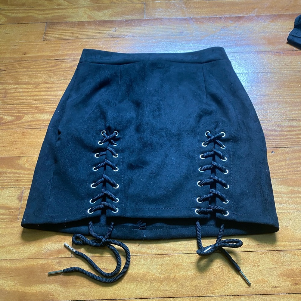 Suede mini skirt